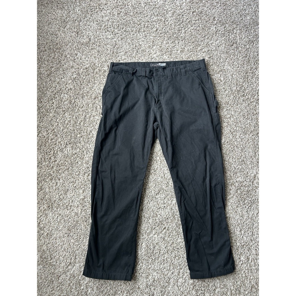 Carhartt Pants Mens 44x32 (Fit 43x30) Black Rugged Flex Relaxed Fit Canvas Chore